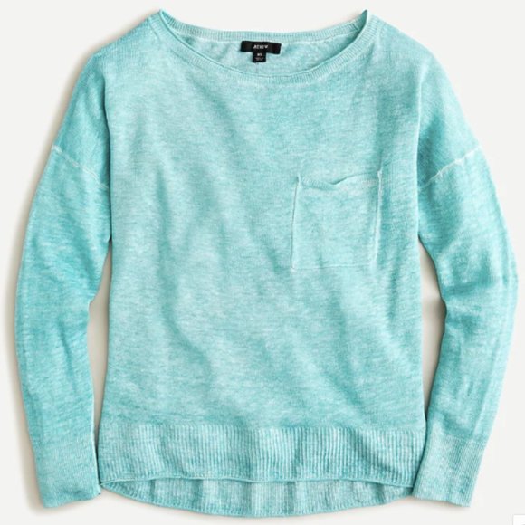 J.Crew Crewneck Sweater Faded Linen Sunfaded Aqua - Picture 1 of 1